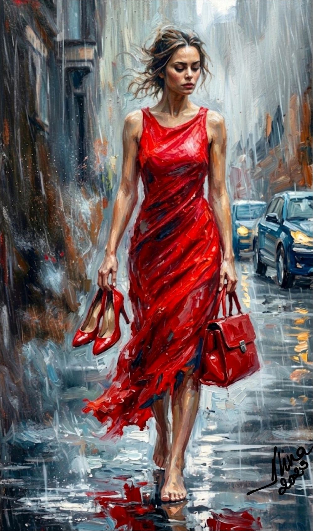 ArteDiAlina.com painting: I left my umbrella at home